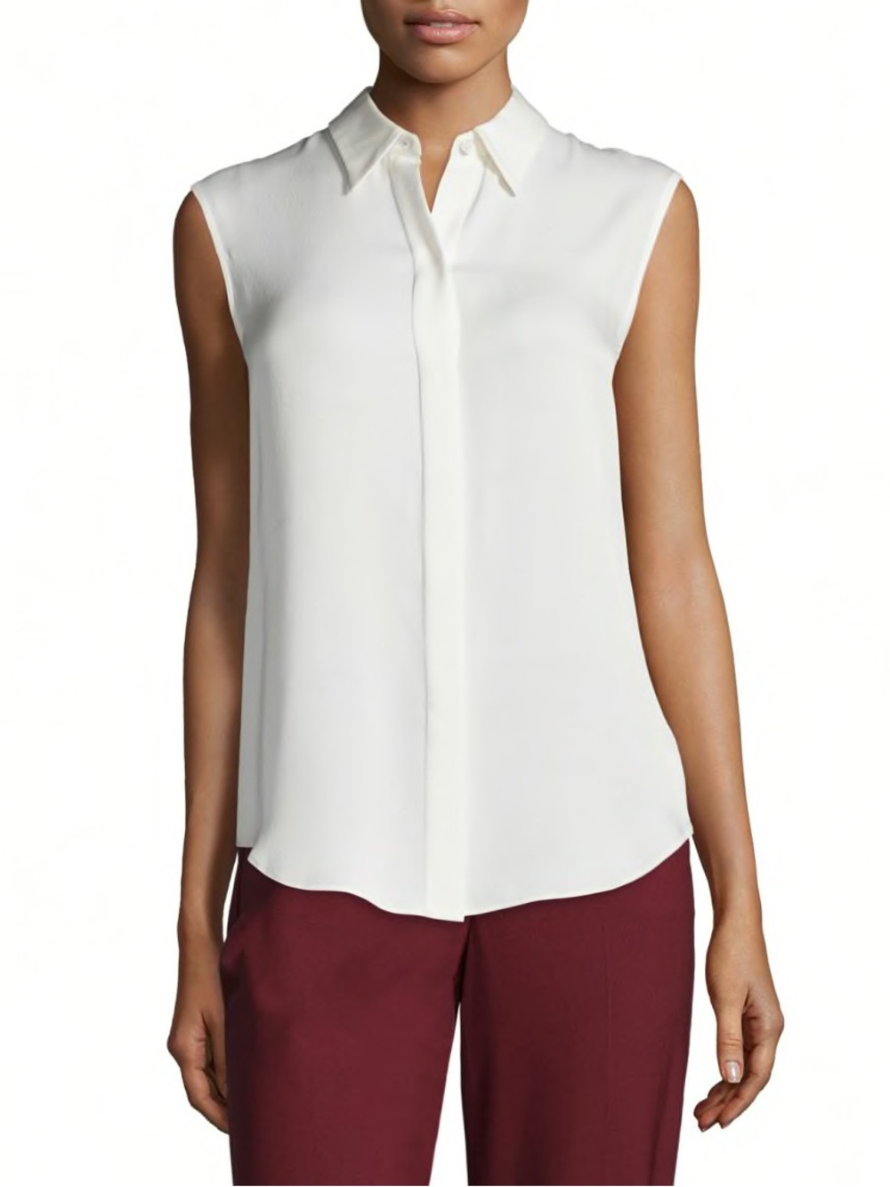 Theory Sleeveless Cream Collared Blouse- TANELIS- Ivory - Picture 4 of 4